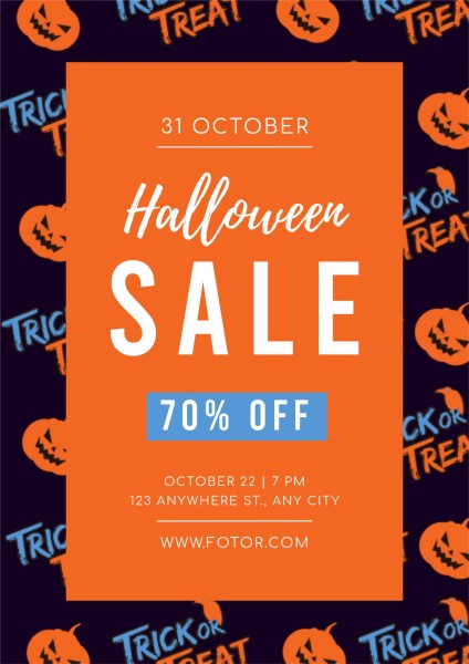 Orange Halloween Sale Promotion Poster