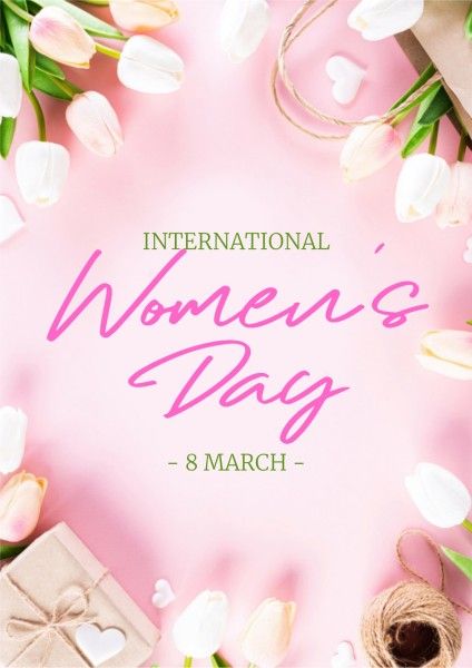 women's day, international women's day, march 8, Pink Flower Photo Womens Day Poster Template
