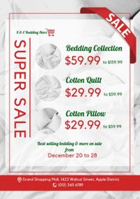 house, homeware, store, White Bedding Sale Flyer Template