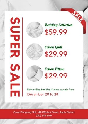 house, homeware, store, White Bedding Sale Flyer Template
