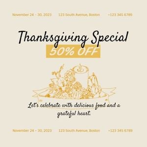 Thanksgiving Restaurant Special Offer Instagram Post