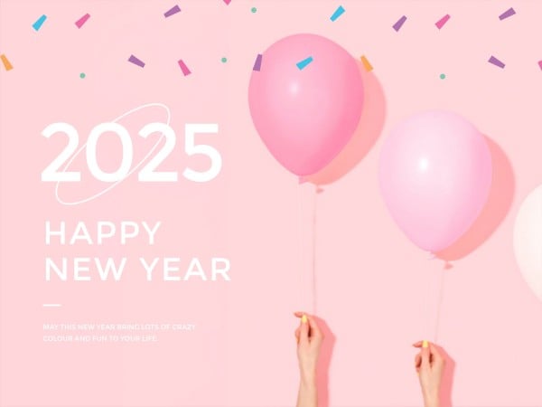 Pink Happy New Year Celebration Card