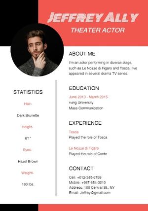 Theater Actor Resume