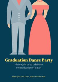 dance, party, event, Navy Graduation Prom Invitation Template