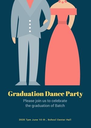 dance, party, event, Navy Graduation Prom Invitation Template