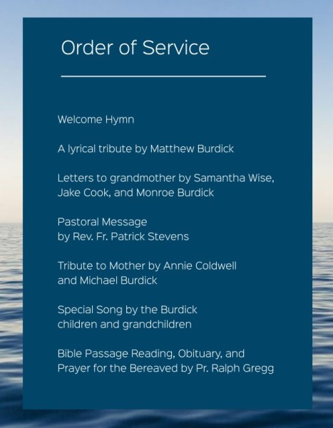 Blue Old Man Funeral Service Christian Church Program