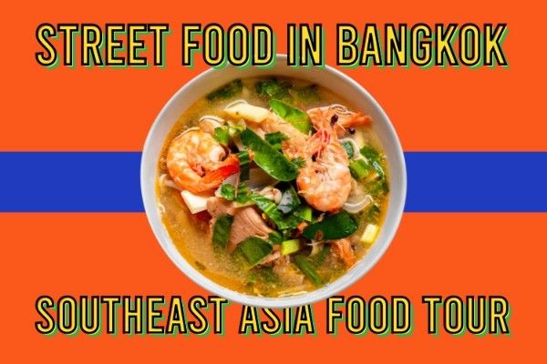 pho, asian food tour, shrimp, Red Bangkok Street Food Blog Title Template