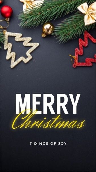 xmas, holiday, wish, Black Elegant Classic Merry Christmas Instagram Story Template