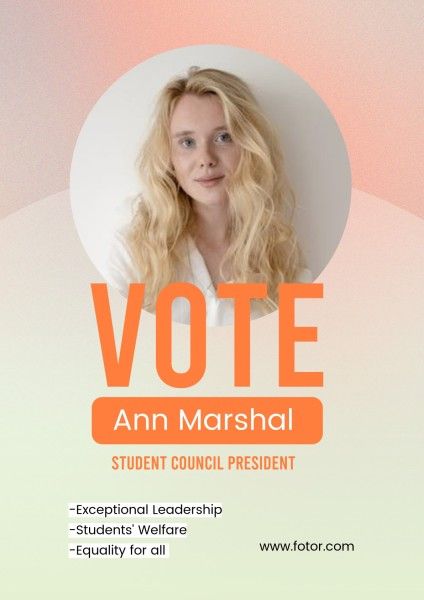 Pink Student Council President Vote Poster
