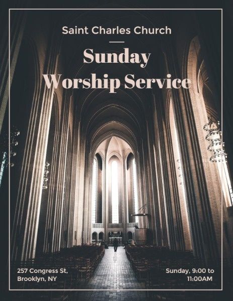 church, photo, Sunday Worship Service Program Template