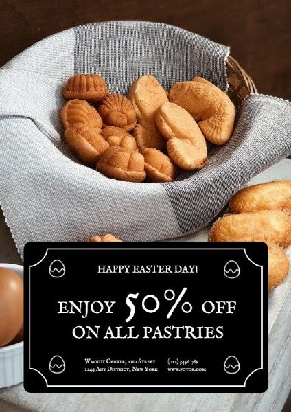 sale, gift certificate, store, Easter Pastries Discount Flyer Template