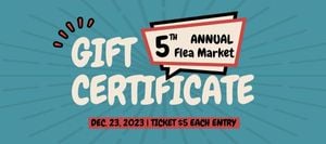 food, sale, yard sale, Blue Vintage Flea Market Gift Certificate Template