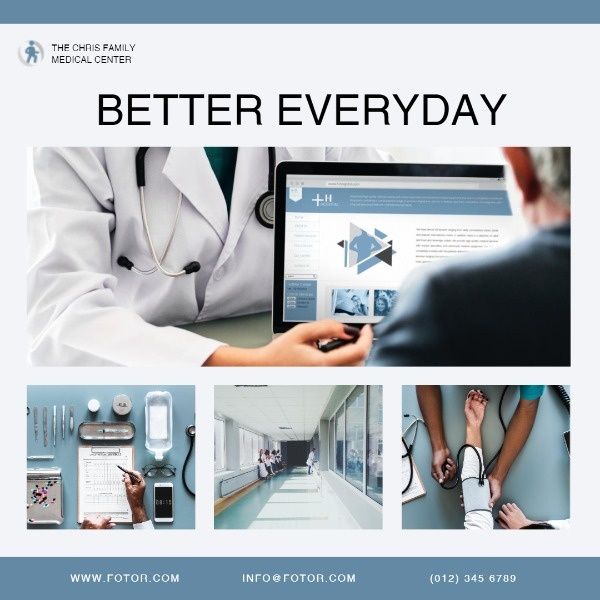 hospital, service, business, Blue Recovery Center Ads Instagram Post Template