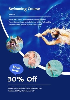 poster, education, institute, Blue Swimming Course Discount Flyer Template