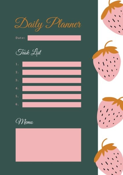 Pink Strawberry Calendar Planner