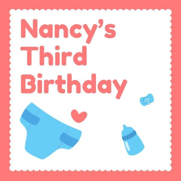party, happy, life, 3rd Birthday Instagram Post Template
