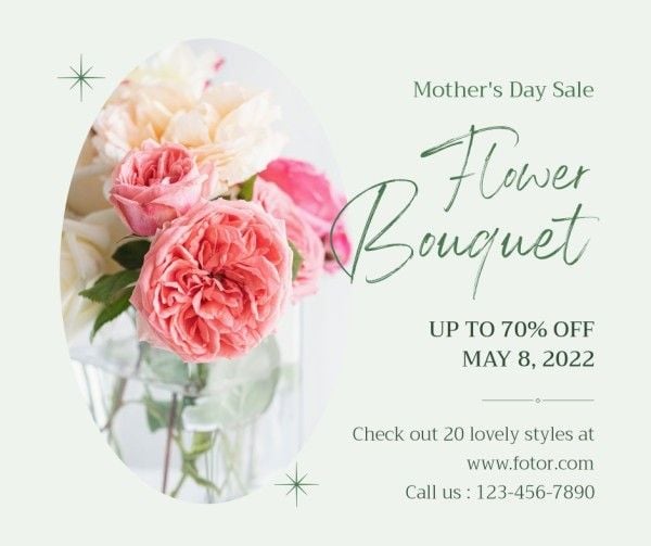 flower bouquet, flower, flowers, Pale Mint Green Bouquet Illustration Mother's Day Sale Facebook Post Template