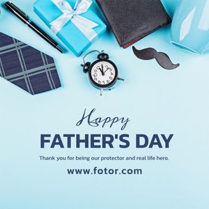 greeting, wish, blessing, Blue Clean Happy Father's Day Instagram Post Template