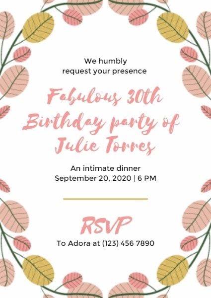 30歳の誕生日パーティー 招待状