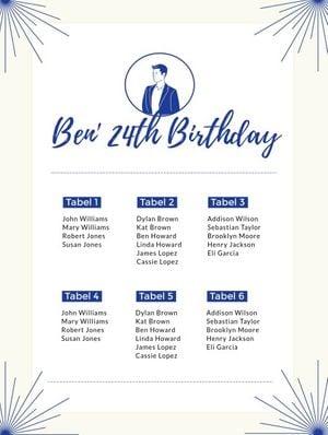 party, gathering, people, Blue Background Seating Chart Template