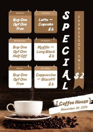 coffee house, flyer, sale, Black Coffee Shop Special Offer Poster Template