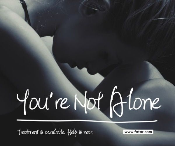 lfie, lonely, girl, Gray You're Not Alone Quote Facebook Post Template