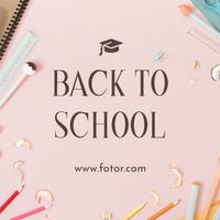 education, stationery, knowledge, Pink Minimal Back To School Instagram Post Template