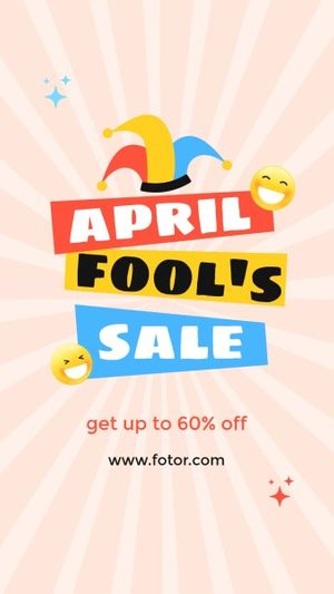 april fools' day, celebration, festival, Yellow Smiley  Illustration April Fools' Sale Instagram Story Template