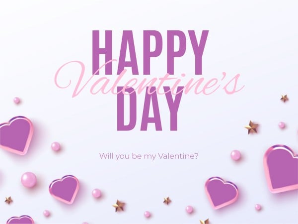 Purple Elegant Happy Valentines Day Card