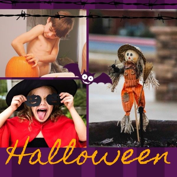 festival, holiday, life, Halloween Kids Collage Instagram Post Template