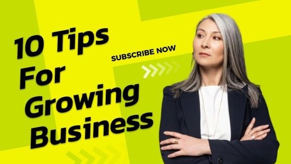 work, how to, ideas, Yellow And Green Business Growing Tips Youtube Thumbnail Template