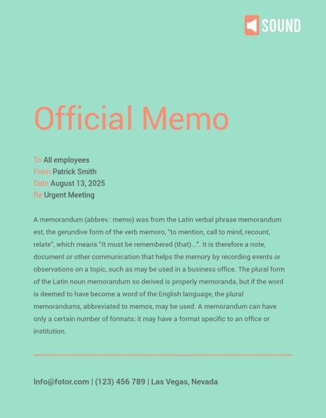 advertisement, business, promotion, Green Official Sound Studio Memo Template