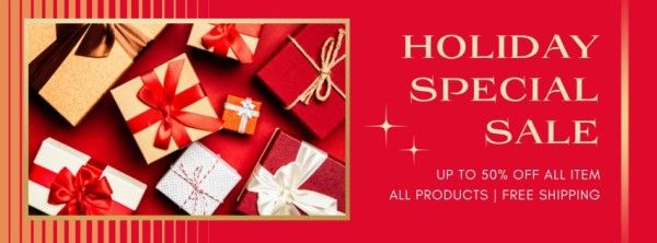 christmas, discount, shopping, Red Modern Festive Holiday Special Sale Facebook Cover Template