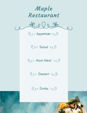 餐厅 英文菜单