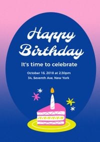 cake, happy, blessing, Gradient Birthday Celebration Poster Template