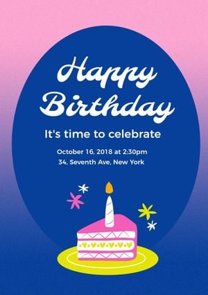 cake, happy, blessing, Gradient Birthday Celebration Poster Template