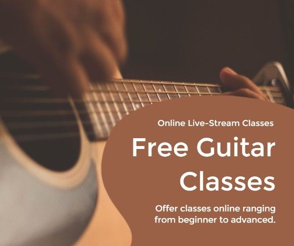 education, institute, education institute, Bronw Free Guitar Classes Facebook Post Template