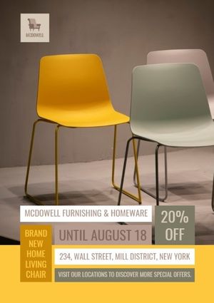黄色の椅子の家具の販売 チラシ