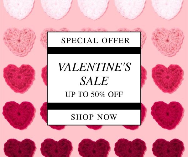 valentines day, love, life, Pink Heart Valentine's Day Sale Promotion Facebook Post Template