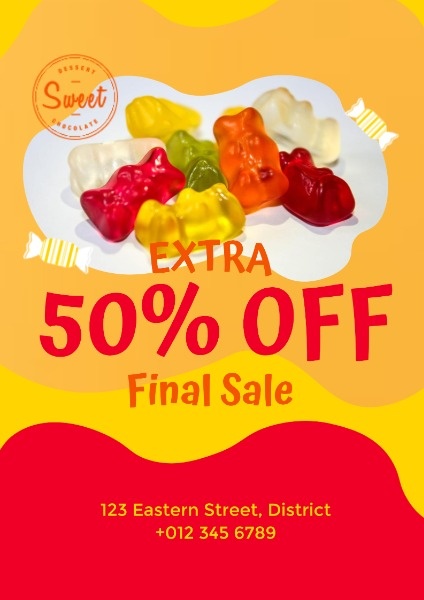 Yellow And Red Candy Big Sale Poster