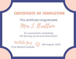 nursing, official, office, Certificate of Completion Certificate Template