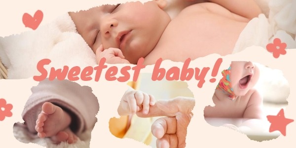 Pink Sweetest Baby Collage Twitter Post