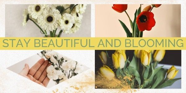 floria, blooming, spring, Flower Collage Twitter Post Template
