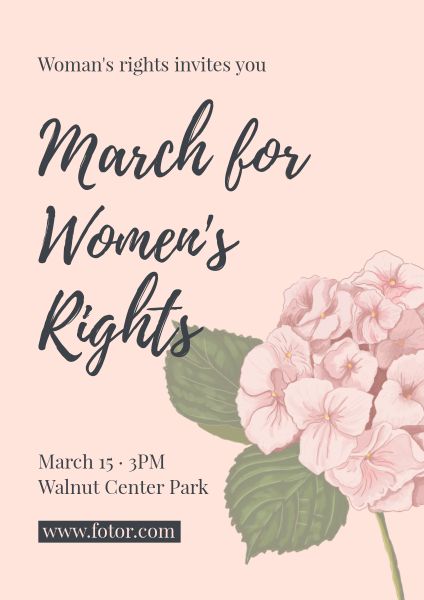 Pink Floral Women's Right March Poster