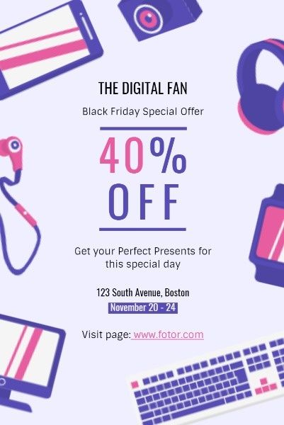 digital, electronic product, shopping, Black Friday Sale Pinterest Post Template