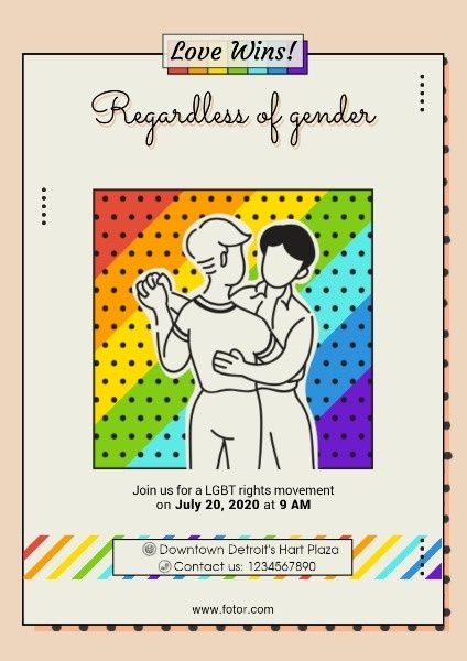 true love invincible, unrelated to gender, publicity, LGBT Rights Poster Template