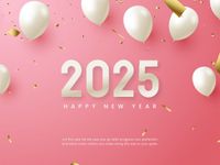 greeting, celebration, holiday, Pink 3d Illustration Happy New Year Card Template