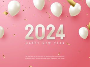 greeting, celebration, holiday, Pink 3d Illustration Happy New Year Card Template