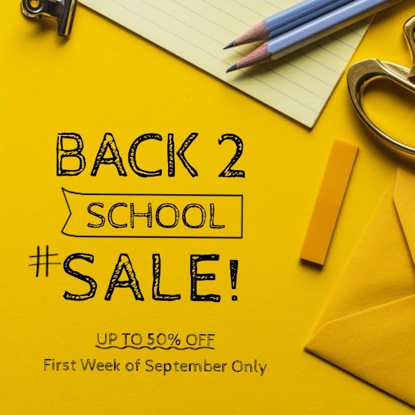 Yellow Back To School Sale Instagram Post