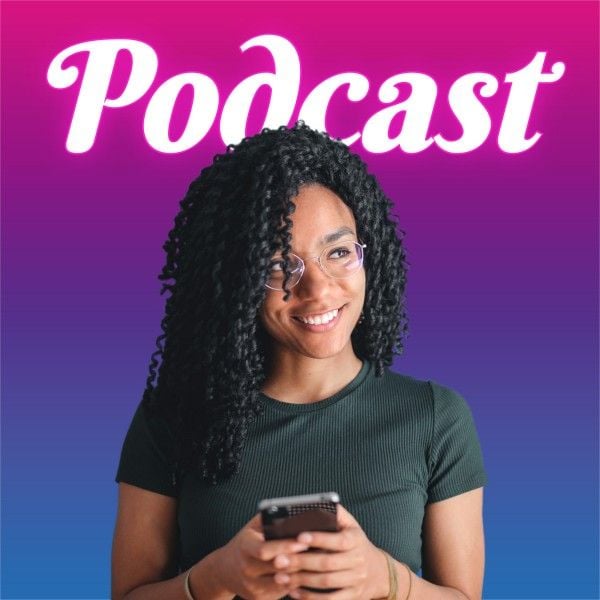 broadcast, talk, talkshow, Purple Gradient Background Podcast Cover Template